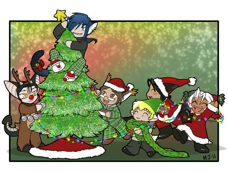 All together we decorate the tree!